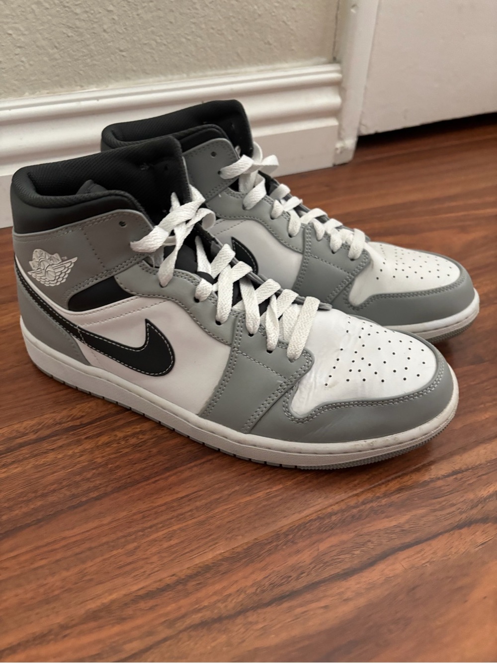 Nike Air Jordan 1 Mid Men's Sneakers - White, Gray & Black